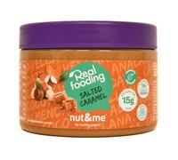 Crema de caramelo salado Realfooding 250 gr nut&me | Sabor Salted Caramel | Hecha de almendra y avellanas | Alto en fibras | Fuente de hierro | Fuente de potasio | Vegano | Sin Gluten