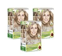 Crema de coloración Garnier Nutrisse Nude, rubio natural 8N, coloración permanente para cabello (con 3 aceites nutritivos), 3 envases de 1 unidad, de Garnier