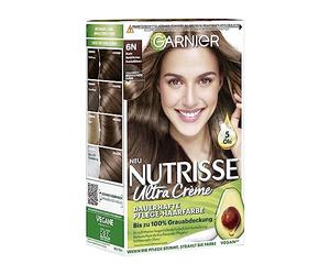 Crema de coloración Nutrisse Nude de Garnier, rubio oscuro 6N, coloración permanente para cabello (con 3 aceites nutritivos), pack de 3 unidades