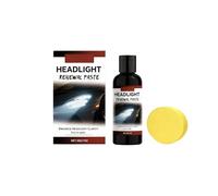 Crema de cuidado de faros de coche, 30 g con esponja de aplicación, limpiador de grado profesional para faros amarillentos, empañados y nublados, mejora la claridad y la transmisión de luz en 15