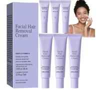 Crema de depilación facial de 40 ml + suero calmante de 5 ml, fórmula suave para pieles sensibles, depiladora rápida e indolora para labios superiores, barbilla, patillas, todo tipo de piel (3