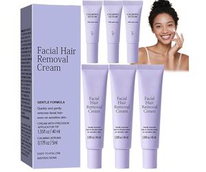 Crema de depilación facial de 40 ml + suero calmante de 5 ml, fórmula suave para pieles sensibles, depiladora rápida e indolora para labios superiores, barbilla, patillas, todo tipo de piel (3