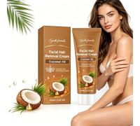 Crema de depilación facial de aceite de coco para mujeres, depilatoria suave e indolora con extracto de aceite de coco, crema hidratante para depilación superior, barbilla y mejillas (1 unidad)