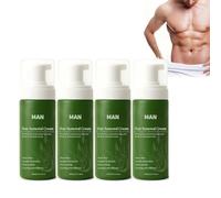 Crema de depilación indolora para hombres, fórmula calmante en gel con aloe y vitamina E, crema de depilación para pecho, espalda, piernas y zonas íntimas, adecuada para todo tipo de piel (4 unidades)