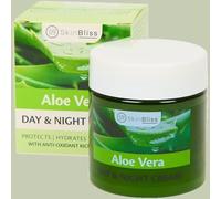 Crema de día y noche de Aloe Vera Skin Bliss 110 ml 2 en 1 de belleza y bienestar para todo tipo de pieles, calmante, hidratante, refrescante, refrescante, tratada con vitaminas.