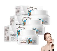Crema de leche de burro, loción corporal de leche orgánica, crema facial hidratante para mujeres, crema facial para mujeres, reductora de arrugas y líneas, hidratante y reafirmante (3 pcs)