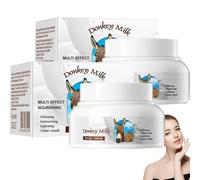 Crema de leche de burro, loción corporal de leche orgánica, crema facial hidratante para mujeres, crema facial para mujeres, reductora de arrugas y líneas, hidratante y reafirmante (2 pcs)