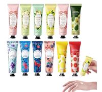 Crema de Manos,Caja Regalo para Mujer,12pcs Crema de Mano Mini,Crema Manos Agrietadas y Secas,Cremas de Manos Reparadora,Set Cremas de Manos Afrutada,para Mujer Regalo,Hand Cream