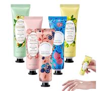 Crema de Manos,Caja Regalo para Mujer,5pcs Crema de Mano Mini,Crema Manos Agrietadas y Secas,Cremas de Manos Reparadora,Set Cremas de Manos Afrutada,para Mujer Regalo,Hand Cream