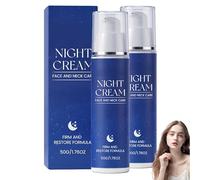 Crema de Noche con Fórmula Reafirmante y Restauradora, Crema Facial Antienvejecimiento para Mujeres Mayores de 30 Años, Hidratante Reafirmante para Cuello y Rostro, Hidratación Profunda (2 Piezas)