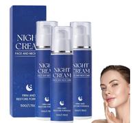 Crema de Noche con Fórmula Reafirmante y Restauradora | Hidratante Antienvejecimiento,Reafirmante y Nutritiva para Rostro y Cuello | Hidratante Antiarrugas para Mujeres con Piel Madura (3 piezas)