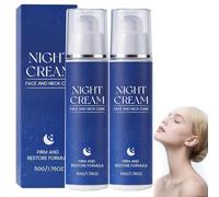 Crema de noche fórmula reafirmante y restauradora, hidratante nocturno antiedad y antiarrugas, crema reafirmante de hidratación profunda para rostro y cuello (2 pcs)
