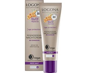 Crema de noche orgánica regeneradora de LOGONA Natural Cosmético para pieles maduras con espino amarillo orgánico, cuida intensamente y regenera la piel, antienvejecimiento, natural y vegano, 30 ml