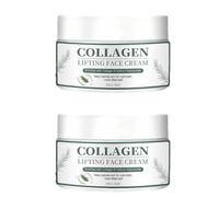 Crema facial de elevación de colágeno, crema hidratante reafirmante y reafirmante, crema hidratante antiedad con hialuronato de sodio (2 unidades)