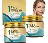 Crema facial día y noche con retinol, colágeno y vitamina E, crema facial hidratante antienvejecimiento para piel seca, cuidado diurno y nocturno ligero para piel lisa y radiante (2 unidades)