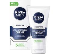 Crema facial Nivea Men Sensitive en un paquete de 2 unidades (2 x 75 ml), crema hidratante para hombres con piel sensible, crema facial calmante