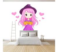 Crema Fondo de Pantalla PanoráMica 3d, Encantador Dibujos Animados Chicas Fotomurales Mural 300 x 210 cm (An x Al) - Decoración de Pared Para Sala Cuarto Oficina y Salón