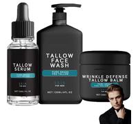 Crema hidratante de sebo para la cara, sebo bovino para las arrugas faciales, kit de cuidado de la piel para hombre, kit de cuidado facial para hombre, antiarrugas e hidratante para hombres (1 juego)