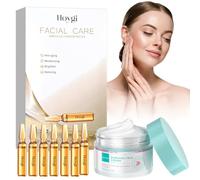 Crema Hidratante Facial+Acido Hialuronico Serum Facial,Revitalizante Serum Ampollas,Crema Antiarrugas,Hidratante Facial y Antiedad,Efecto Tensor Inmediato,para Todos los Tipos de Piel