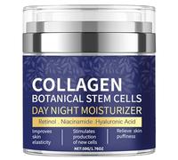 Crema hidratante facial de colágeno con bomba sin aire, crema de células madre botánicas de colágeno para piel con retinol, niacinamida, ácido hialurónico, crema antienvejecimiento de día y noche, 1.8