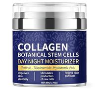 Crema hidratante facial de colágeno con bomba sin aire, crema de células madre botánicas de colágeno para piel con retinol, niacinamida, ácido hialurónico, crema antienvejecimiento de día y noche, 1.8