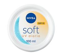 NIVEA Soft UV Diario Crema Hidratante Refrescante SPF 15 (100 ml), loción corporal y facial con protección solar para cara, cuerpo y manos, textura ligera y no grasa para una piel sana y radiante