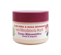 Crema hidronutritiva facial y corporal con Aloe Vera puro de cultivo ecológico de las Islas Canarias, Rosa Mosqueta y vitaminas, 250 ml - Para una piel radiante -Bionatural 11320