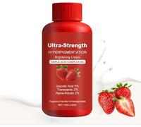 Crema Iluminadora Triple Ácida de Fresa, Crema de Fresa para Piernas con Queratosis Pilaris, Loción Hidratante Corporal, Loción Iluminadora para Hiperpigmentación, Para Todo Tipo de Piel