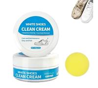 Crema Limpiadora Para Zapatos Blancos, Limpiador Para Zapatillas Blancas, Crema Limpiadora Multiusos Para Zapatos Blancos: Abrillanta Rápidamente Sin Necesidad De Aclarado, Con Esponja (1 unidad)