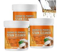 Crema limpiadora y abrillantadora de cocina con aceite de coco, multiusos para horno, ollas y estufas de acero inoxidable, 100 g (3Piezas)