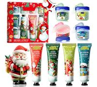 Crema Manos Navidad, 4 Piezas Set Cremas Mujer Regalo+4 Piezas Balsamo Labios, Regalos Navidad Mujer, Adecuado para Manos Agrietadas, Cuidado Nutritivo de los Labios