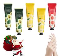 Crema Manos Navidad, Crema de Manos Regalo, 5 Piezas Mini Hand Cream Set, Cream Protectora de Manos Reparadora Hidratante Nutritiva Regalos para Navidad, Crema Hidratante Manos, Colección de Frutas