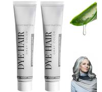 Crema natural para teñir el cabello gris, crema 2 en 1 con extracto de plata, acondicionador brillante, fácil de usar, tinte instantáneo unisex DIY, no dañino para todo tipo de cabello (2Piezas)