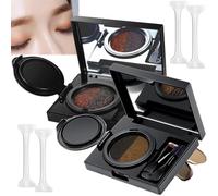 Crema para cejas y delineador de ojos con sello 2 en 1, polvo para cejas y crema delineadora de ojos, multifuncional, crema para cejas y delineador de ojos, doble color, resistente al agua