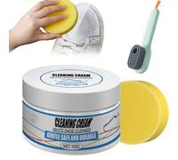 Crema para limpiar zapatos blancos - Limpiador de zapatillas para zapatos blancos,2024 New Magic Shoes Removedor de manchas Crema,Herramienta de limpieza para blanquear zapatos con esponja, Blanco, 1