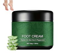 Crema para pies con aceite de árbol de té natural y aloe vera: Loción calmante e hidratante con menta para talones secos y agrietados y piel seca; de rápida absorción y no grasa, 50 g (1Piezas)