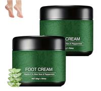 Crema para pies con aceite de árbol de té natural y aloe vera: Loción calmante e hidratante con menta para talones secos y agrietados y piel seca; de rápida absorción y no grasa, 50 g (2Piezas)