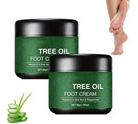 Crema para pies con aceite de té, crema hidratante calmante para pies con aloe vera y té, bálsamo hidratante para pies, crema reparadora para pies para talones y callos agrietados (2 Pcs)