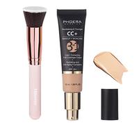 Crema PHOERA CC+, base de cobertura total, crema correctora de color, suero hidratante antienvejecimiento y protector solar SPF 25+, acabado natural (120 Nude)