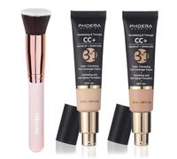 Crema PHOERA CC+, base de cobertura total, crema correctora de color, suero hidratante antienvejecimiento y protector solar SPF 25+, acabado natural(2pcs-100+120/ Porcelain+Nude)