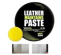 Crema Reparadora Para Cuero Bálsamo Para Reparación Y Coloración De Cuero | Pasta con Esponja Limpiador y Abrillantador de Larga Duración para Automóviles 50g para Coche Sofá Asiento Silla de Montar