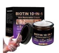 Crema restauradora de la piel 10 en 1 con biotina, 50 g | con levantamiento de colágeno, estiramiento de la piel y mejora de imperfecciones reparación hidratante para todo tipo de pie