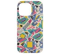 Crema Retro 80s 90s Tech Shape Mix Pattern Carcasa para iPhone 14 Pro MAX