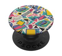 Crema Retro 80s 90s Tech Shape Mix Pattern PopSockets PopGrip Adhesivo