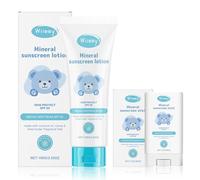 Crema Solar Mineral SPF50+ Bebés & niños 100g + Stick Solar 17g, Protector Solar Mineral Niños, Muy Alta Protección UVA y UVB, Crema Solar Niños y Bebés para Cara y Cuerpo, Sin Perfume, Vegano