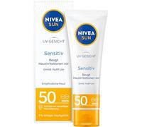 Crema solar Nivea Sun UV facial Sensitiv en paquete de 1 unidad (1 x 50 ml), crema facial con FPS 50+ para pieles sensibles, protección solar calmante las irritaciones de la piel
