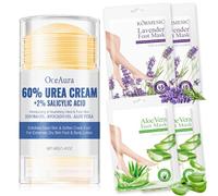 Crema Urea 60%,Crema Pies Urea+ 4 Mascarilla Pies Exfoliant,Pie Peeling,Hidratantes,Reparan Los Talones y Seca,Alivia el Picor para Pie Secos y Agrietados,Talones,Codos