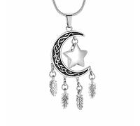 Cremación Urna Collar para Cenizas Luna y Estrella Dream Catcher Cremación Joyería Cenizas Keepsake Colgante para Mascota Humana