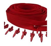 Cremallera 3# 5/10/20 metros con cremallera de nailon Invisible deslizante 10/20/30 utilizada for bolsos ropa 20 colores para Coser(Red,5 meters 10 Slider)