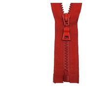 Cremallera 5# 3 uds 30/40/55/60/70/80/90cm cierre automático de extremo abierto cremallera de resina plástica colorida for ropa(Red,80CM_5#)